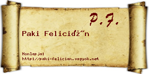 Paki Felicián névjegykártya